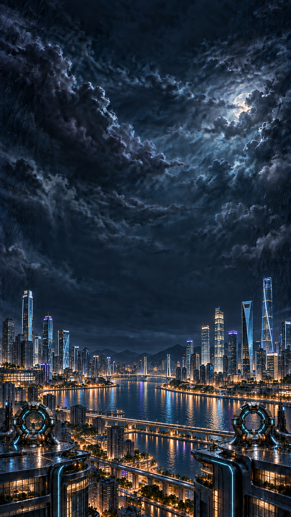 雷隙快递的雨夜城市与配送站场景美术